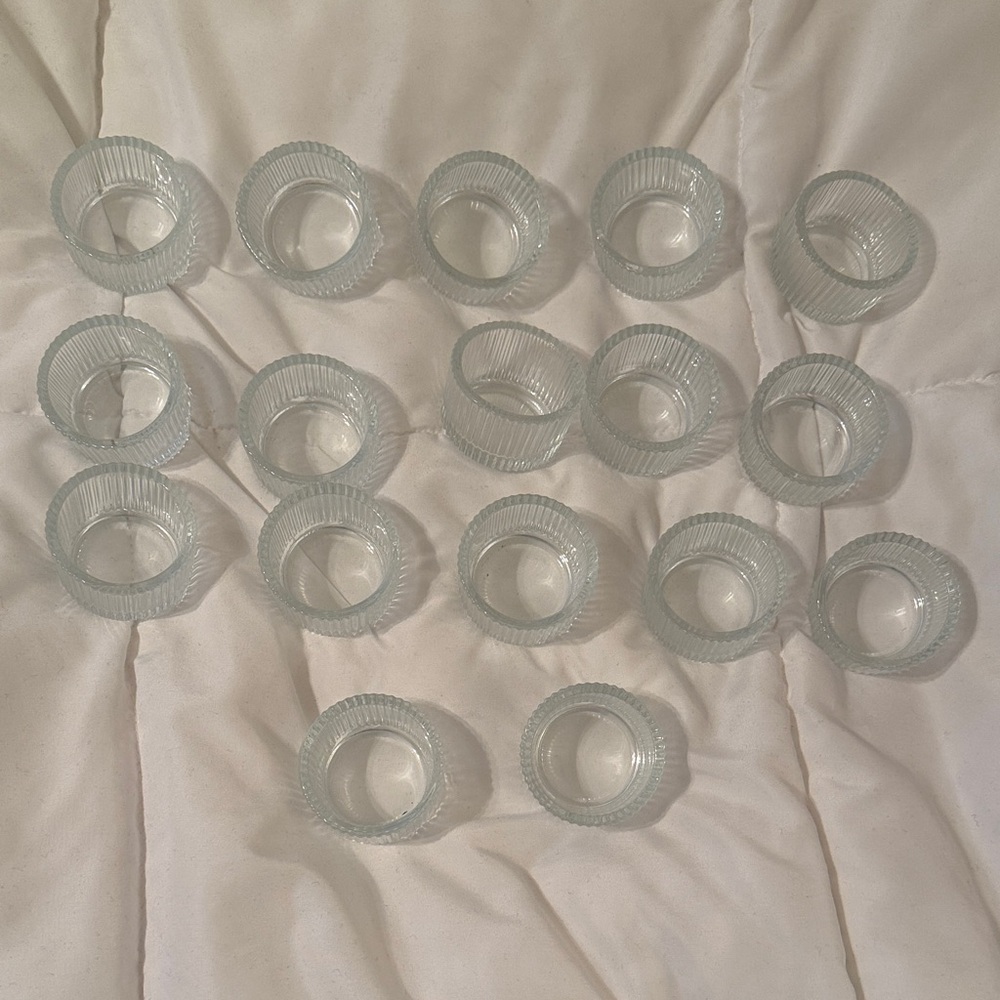 Set of Clear Glass Tealight Candle Holders